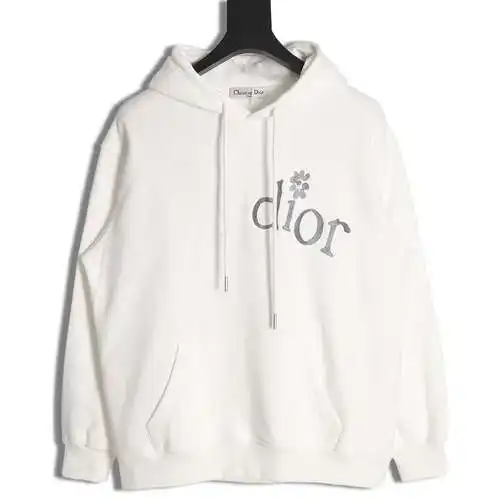 Sudadera con capucha CD Dior 24SS con bordado de flores pequeñas