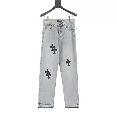 Pantalón vaquero cruzado con etiqueta de piel clásica CH