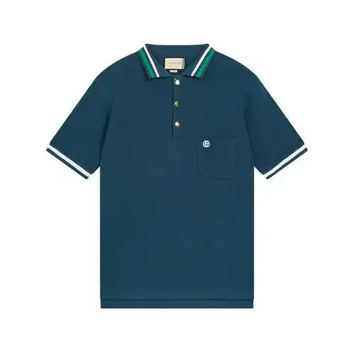 Gu * cci Gucci 2024FW Otoño e Invierno camisa Polo de mezcla de algodón de punto de lana nueva