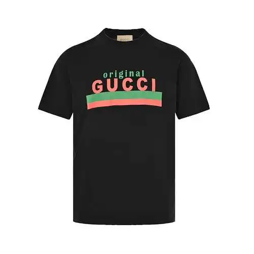 G*cci/Gucci manga corta clásica con estampado de letras rojas y verdes