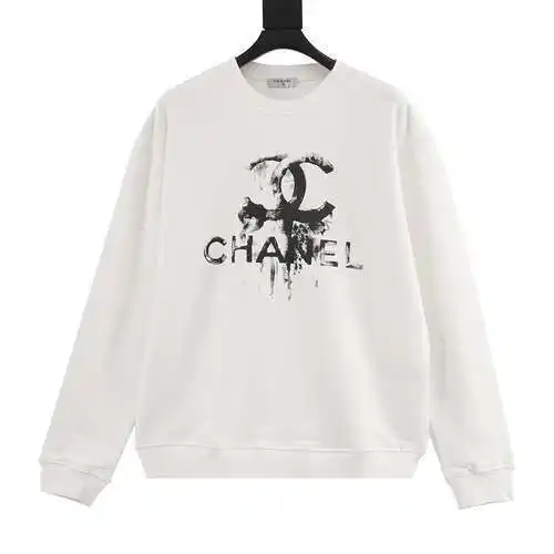 CHA*NEL / Sudadera con cuello redondo y estampado de tinta Chanel