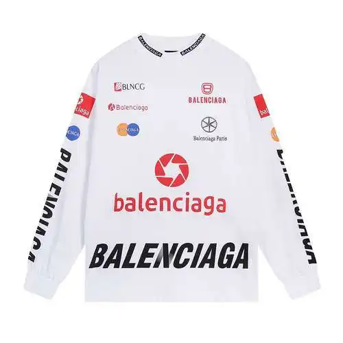 BLCG/Balenciaga 23SS camiseta de manga larga con cuello redondo y escote con LOGO múltiple bordado