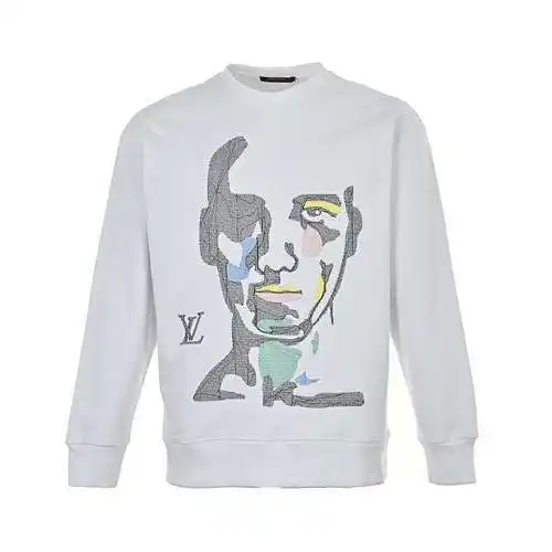 Sudadera con cuello redondo y bordado de cara LV/Louis Vuitton 23Fw