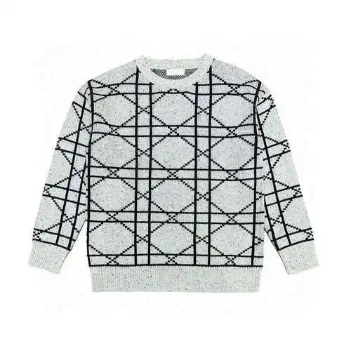CD/Dior 23FW jersey con cuello redondo y cuadros de rombos
