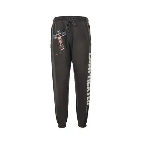 SAINT*MICHAEL 23Fw pantalones con estampado de Jesús y audio cruzado