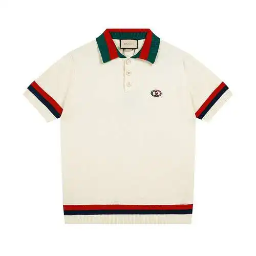 Gu * cci 2024SS nueva camisa POLO de manga corta con solapa de punto y doble G en el pecho