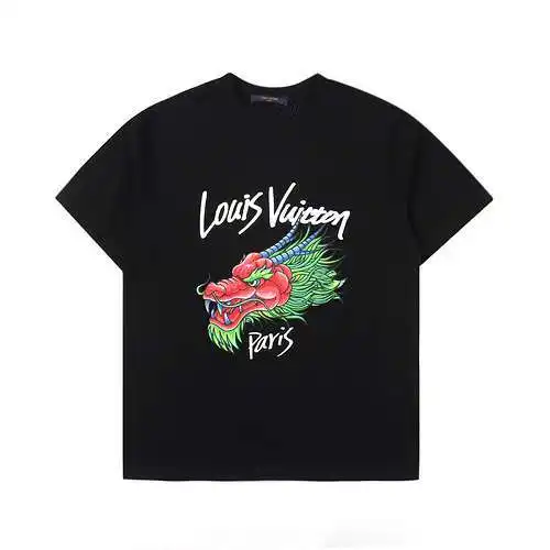 LV/Louis Vuitton Year of the Dragon logo limitado impreso mangas cortas
