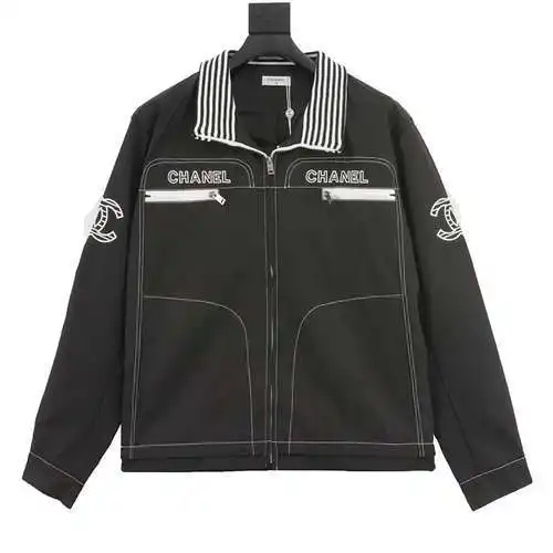 CHA*NEL / Chaqueta con cremallera retro con eslogan bordado de Chanel