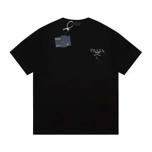 PRD Prada 24ss estampado en caliente mangas cortas negro