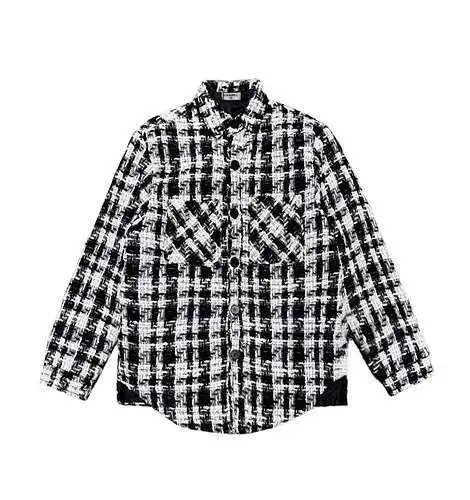 Cha*nel/Chanel 23ss chaqueta a cuadros trenzada plateada con pequeña fragancia flash