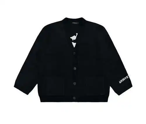 AR*C/Archaeopteryx chaqueta estilo cárdigan con bolsillo bordado y dos colores