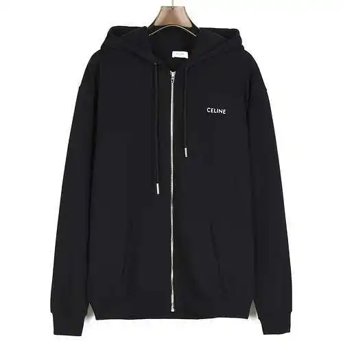 Capucha básica con cremallera y logo pequeño bordado CE/Céline 24SS