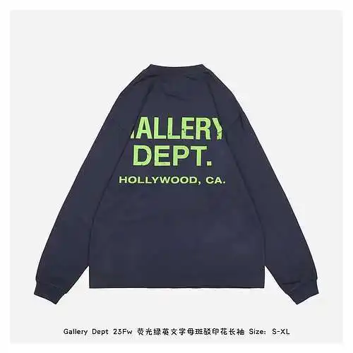 GD 23Fw verde fluorescente letra inglesa estampado moteado manga larga