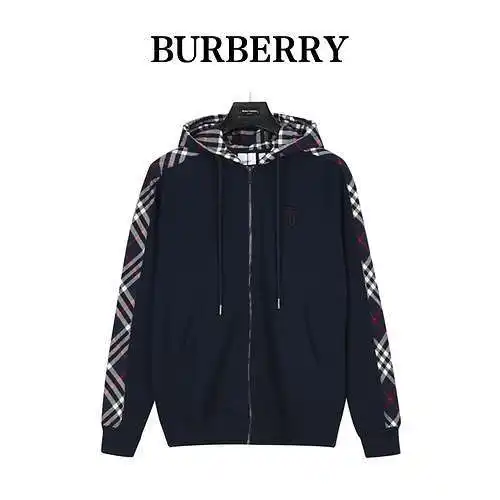 Chaqueta tipo sudadera con cremallera y empalme a cuadros TB con bordado de BBR/Burberry