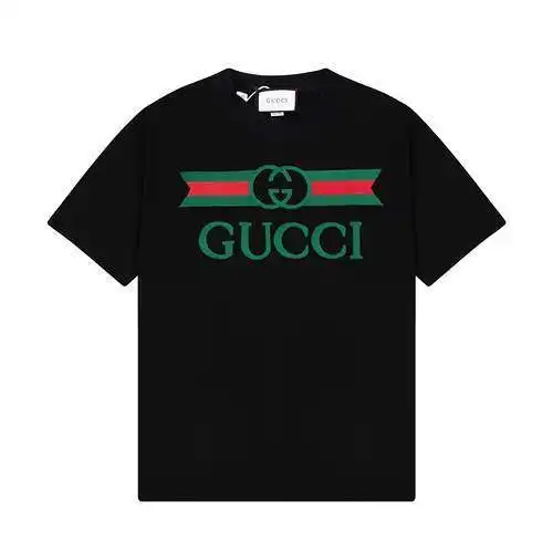 Gu*cci Gucci Camiseta extragrande de manga corta bordada con logo G*cci entrelazado