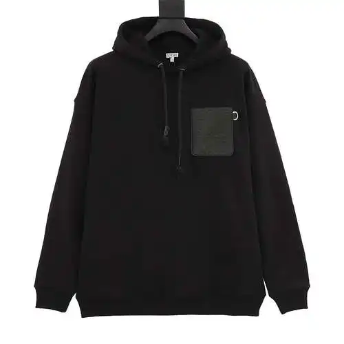 Loe*we 24 new style leather pocket hooded sweatshirt