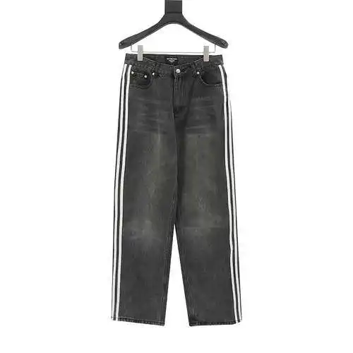 BLCG X AD joint style striped edge washed denim trousers