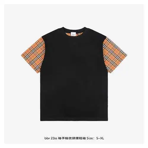 bbr 23ss sleeves plaid patchwork short sleeves