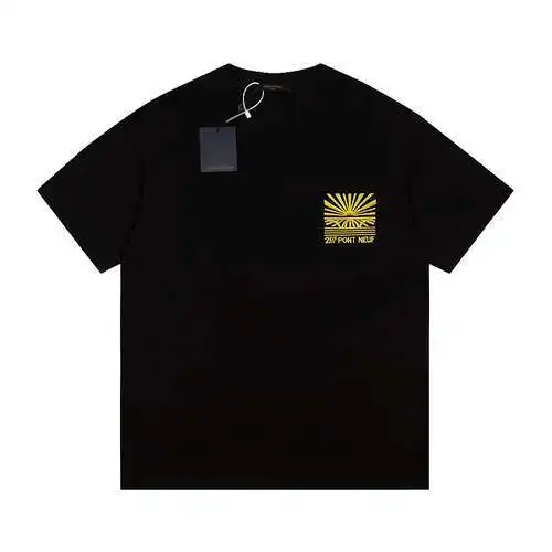 LV/Louis Vuitton limited edition sunset golden embroidery foam printed short-sleeved T-shirt