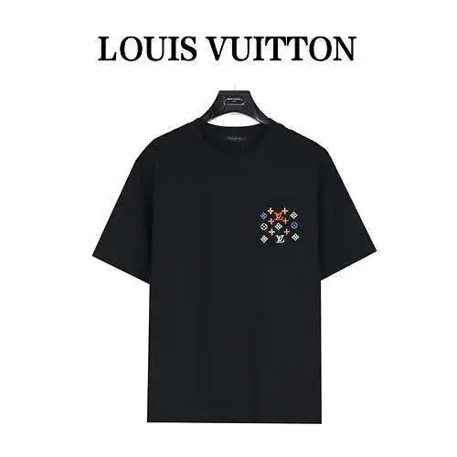 LV/Louis Vuitton pocket colorful presbyopic colorful embroidered short-sleeved T-shirt