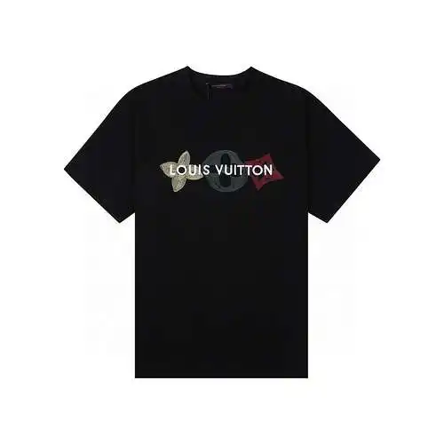 Louis Vuitton/LV new summer style, classic four-leaf clover letter embroidered round neck short-slee