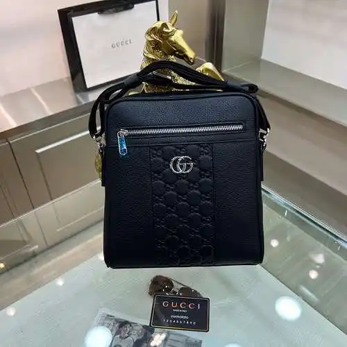 Bolso bandolera GG para hombre, fabricado en piel de vacuno original importada, alta calidad, entreg
