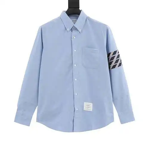 Camisa TB Oxford de manga larga con puños clásicos y tricolor
