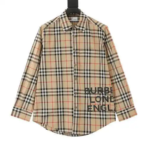 BBR Plaid Hem Letter Logo Long Sleeve Shirt