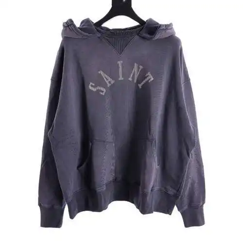 SAINT*MICHAEL SM 23FW M13 joint distressed printed hooded sweatshirt