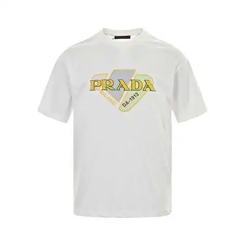 PRD/Prada 24ss bloque de color bordado letra flocada manga corta