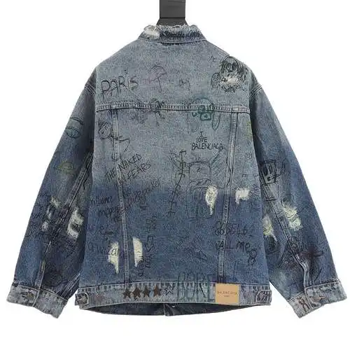 Blcg graffiti hand-painted fun denim jacket