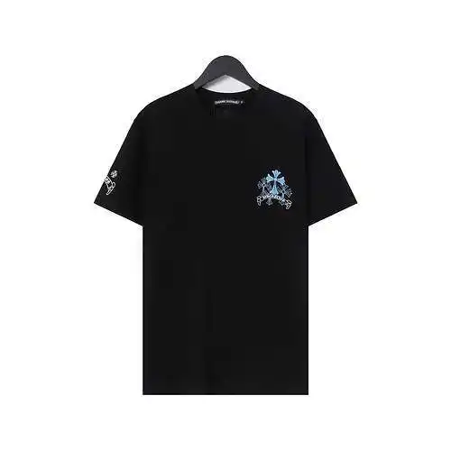 CH Crow Heart Blue Cross Sanskrit Printed Short Sleeves