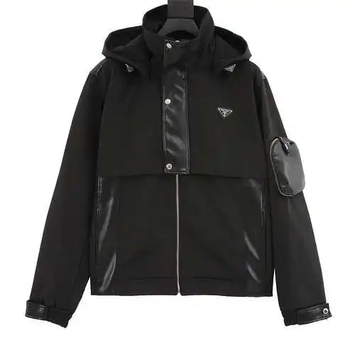 PRD Prada triangle logo patchwork hooded jacket