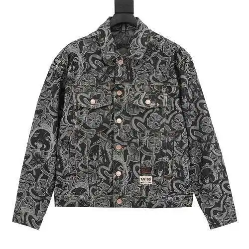 evi*su24fw Heavy-duty washed full-body embossed denim jacket