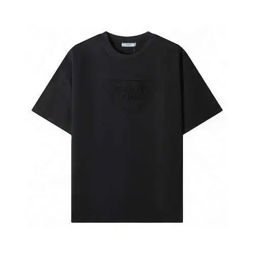 Prada/PRD new summer style classic triangle embossed letter logo round neck short-sleeved T-shirt