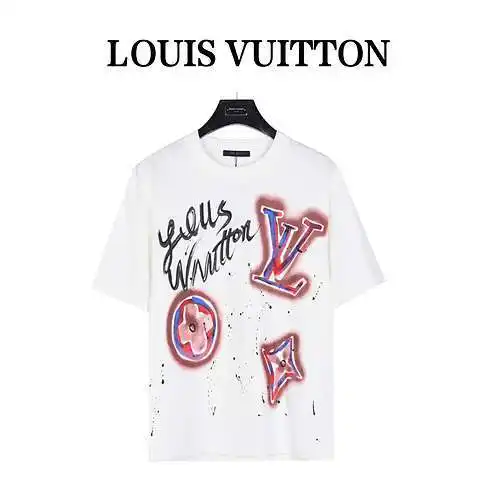 Camiseta de manga corta con estampado degradado de tinta y presbicia LV/Louis Vuitton 24ss