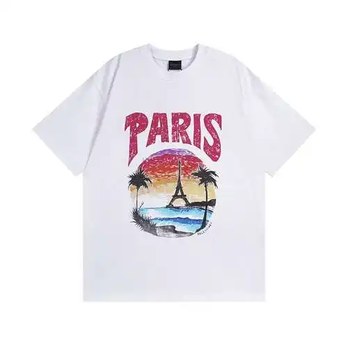 BLCG/Balenciaga sunset Eiffel Tower printed short sleeves