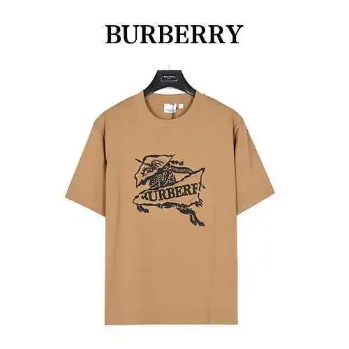 BBR/Burberry 24ss caballo de guerra parche de costura con agujero grabado camiseta de manga corta bo