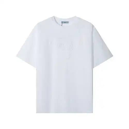 Prada/PRD new summer style classic triangle embossed letter logo round neck short-sleeved T-shirt