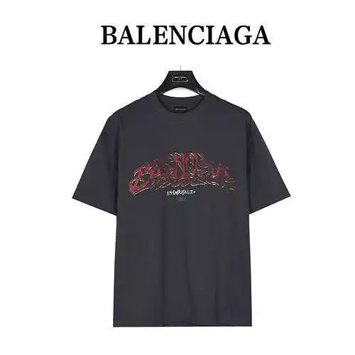 Camiseta de manga corta con estampado de letras BLCG/Balenciaga catwalk desastre