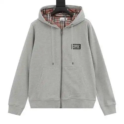 Sudadera con capucha y cremallera a cuadros con logo en el pecho BBR