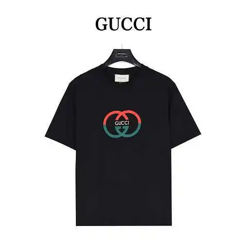 Gu*cci/Gucci 24ss interlocking double G letter foam printed short-sleeved T-shirt