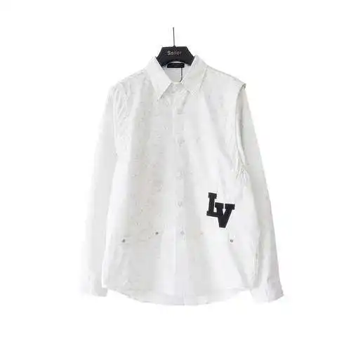 Camisa con parche de jacquard marca burro pasarela desfile LV Louis Vuitton