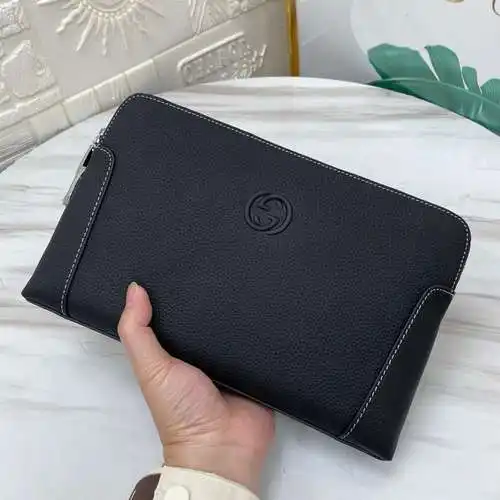 Bolso de mano GG para hombre, elaborado en piel de vacuno original importada, alta calidad, entrega 