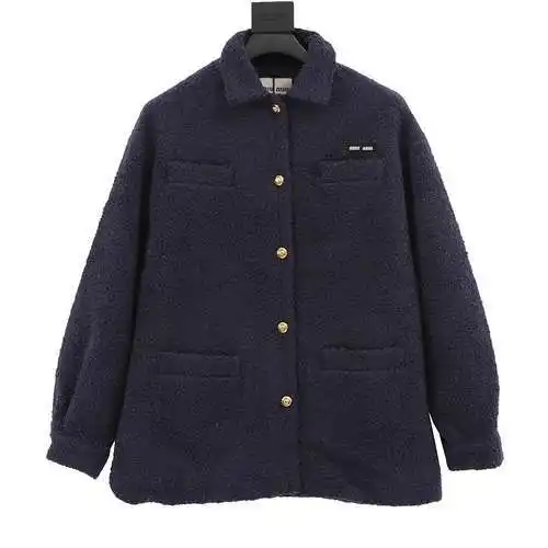 M*IUMIU new style curly wool small fragrance jacket