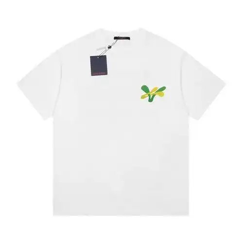 LV/Louis Vuitton yellow and green small label foam printed short-sleeved T-shirt