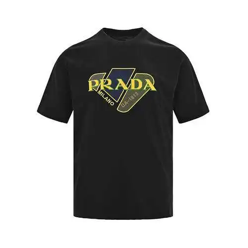 PRD/Prada 24ss bloque de color bordado letra flocada manga corta