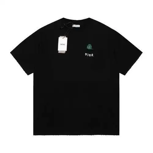 CD Dior 24SS Year of the Dragon Series Cartoon Pattern Embroidered Letters Short Sleeve Black