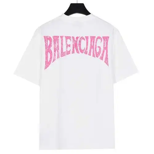 Camiseta BLCG/Balenciaga 24ss estilo resort pintada a mano de manga corta con letras en la espalda