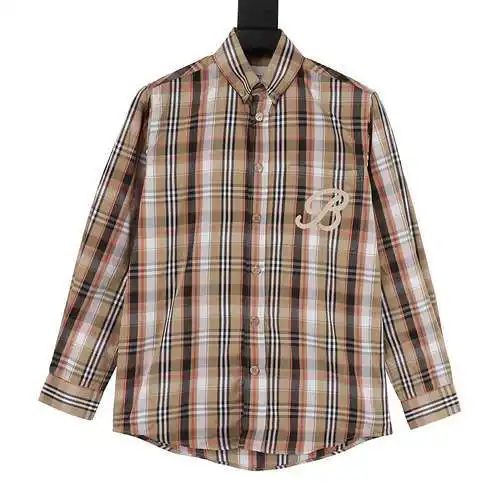 BBR nueva camisa de manga larga a rayas bordadas con bolsillo